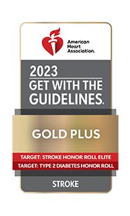 A "Get With The Guidelines: Gold Plus" award from the American Heart Association recognizing stroke procedures at the UM Baltimore Washington Medical Center.